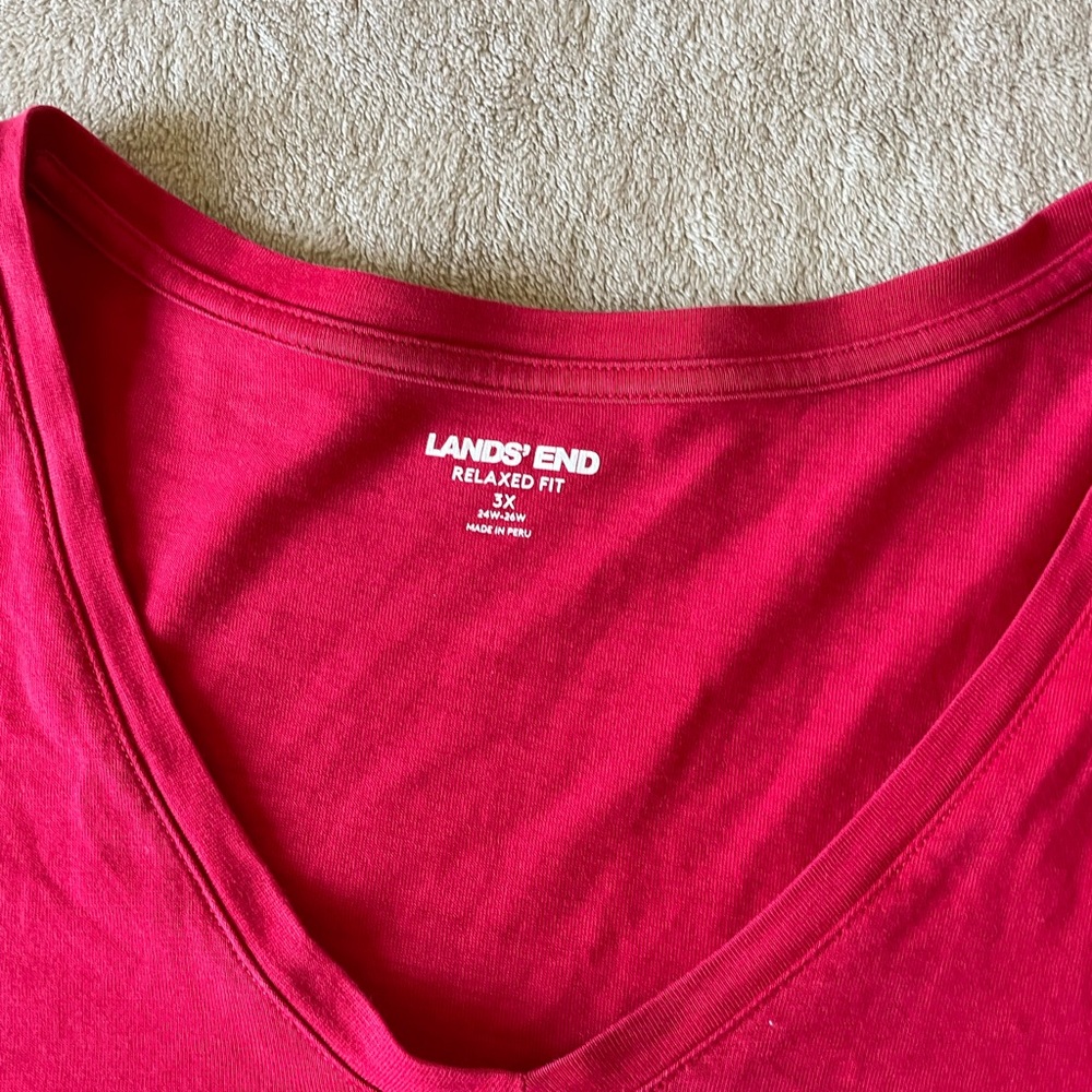 Red Lands End relaxed fit top size 3x